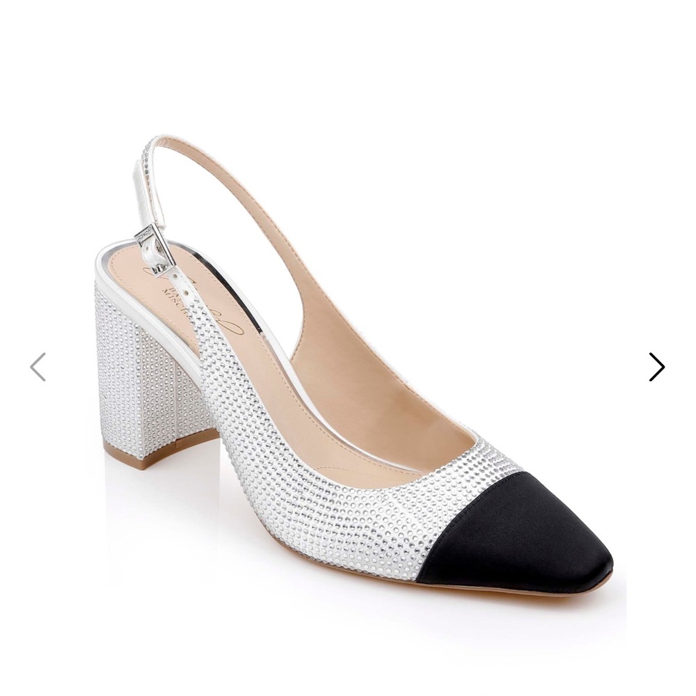 Jewel Badgley Mischka Silver and Black Heels